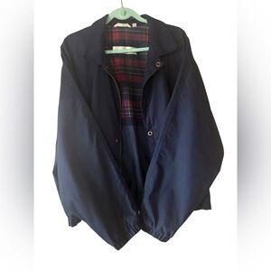 Vintage Perry Ellis Harrington Jacket Navy Tartan Lined 90s Windbreaker
